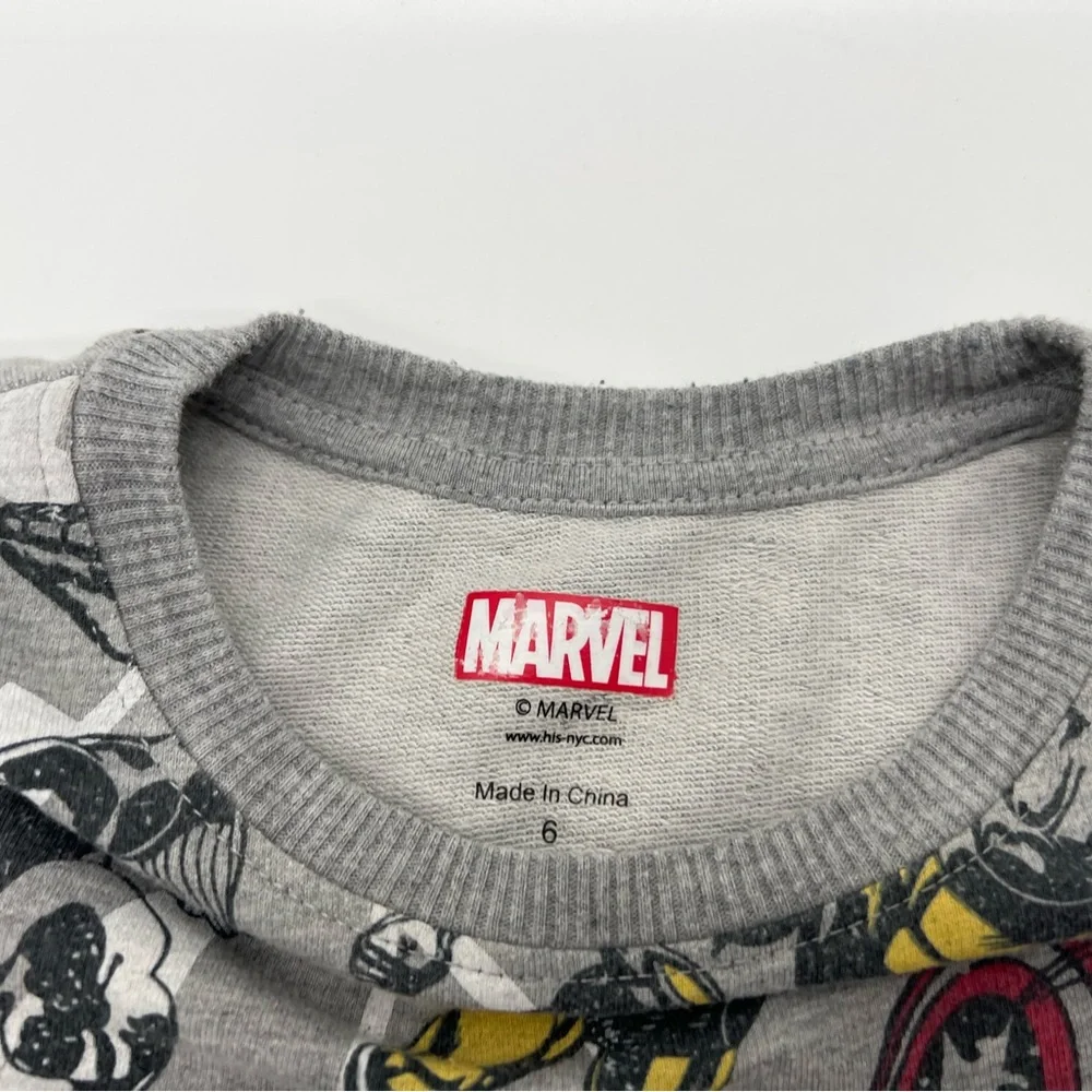 Marvel Boys Superhero Long Sleeve Warm Shirt Sz 6